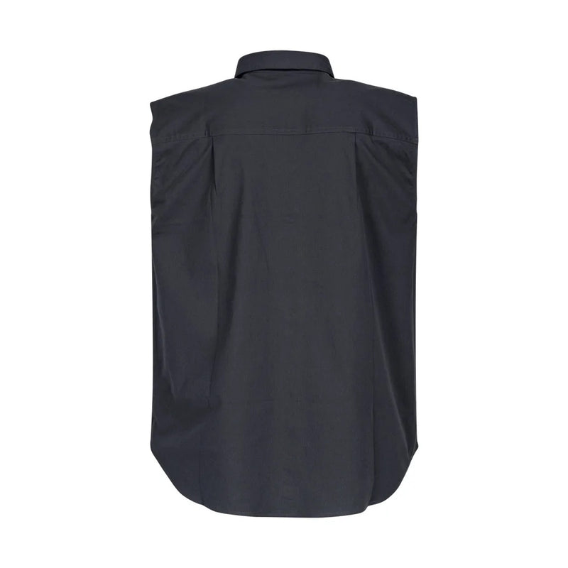 Back view of Spika Mens GO Sleeveless Work Shirt in Ink