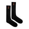 Black socks with orange 'SPIKA' branding