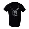 Black Spika t-shirt with white deer skull design
