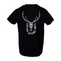 Black Spika t-shirt with white deer skull design