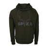 Dark green Spika hoodie with a deer antler design on the back