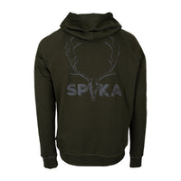 Dark green Spika hoodie with a deer antler design on the back
