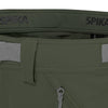 Close-up of green tactical pants with 'SPIKA' branding