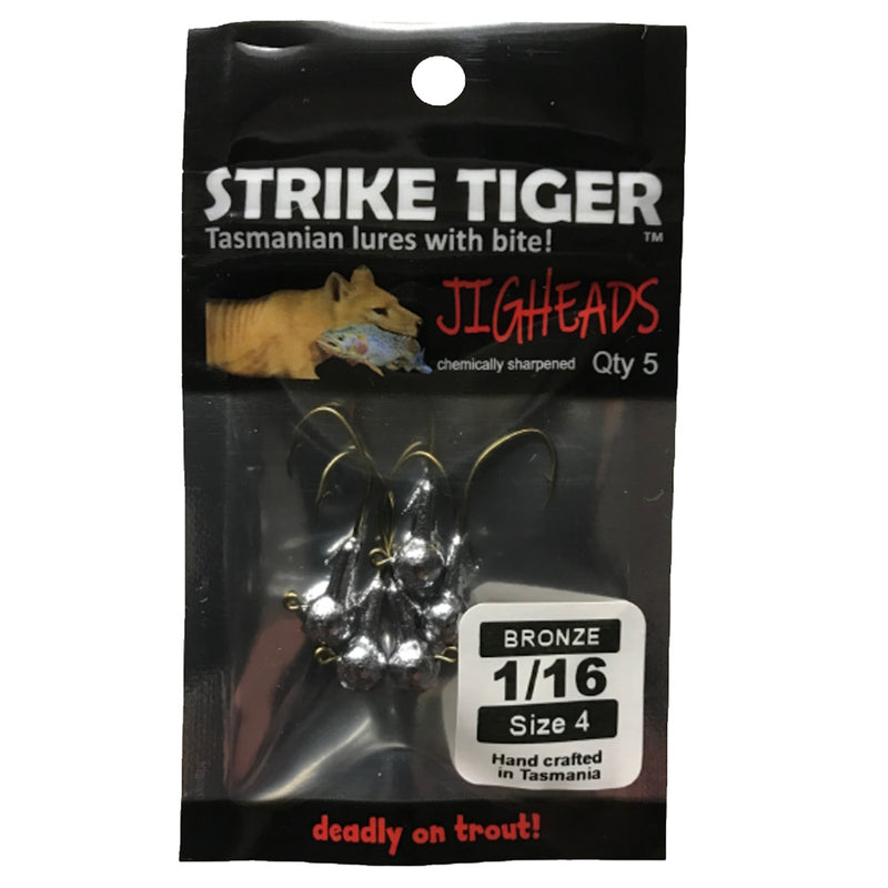 Strike Tiger Jighead (Size 4 X 1/16 Inch) 5 Pack Bronze Hook