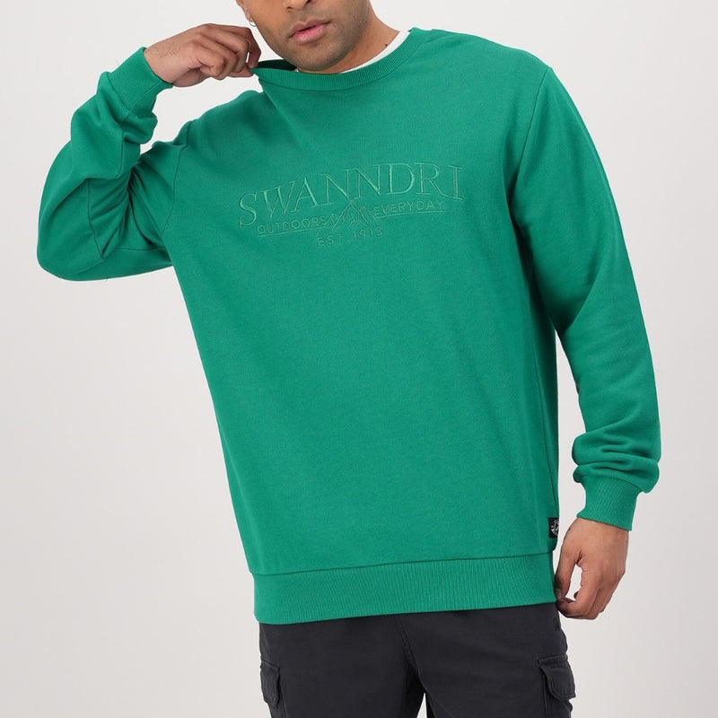Front view of Swanndri Mens Mulford Crew in Pine