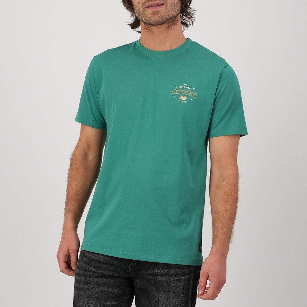 Front view of Swanndri Mens Murray Printed Tee in Pine