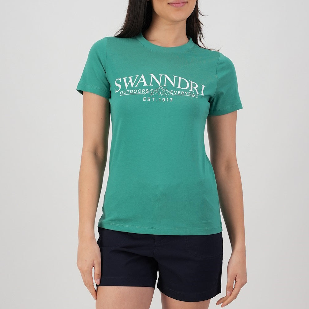 Front of Swanndri Womens Traverse Printed Tee in Pine