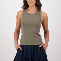 Swanndri Women's Daisy Ribbed Singlet in Clover