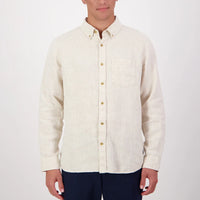 Swanndri Men's Puhoi Linen Long Sleeve Shirt in Light Stone