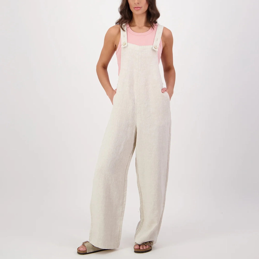 Swanndri Women's Julia Linen Dungarees in Light Stone