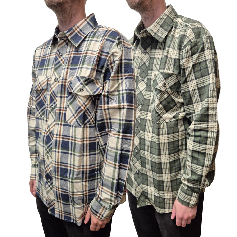 Swanndri Mens Egmont Full Button Flannelette Shirt Twin Pack