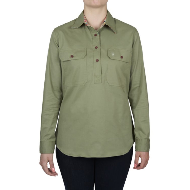 Thomas Cook Womens Stretch Drill Half Placket Long Sleeve Shirt