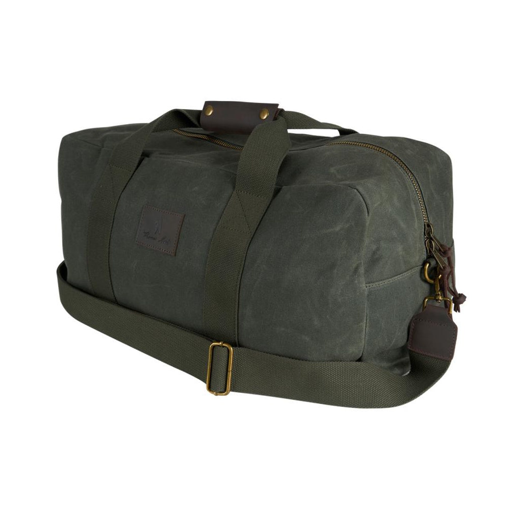 Green Thomas Cook duffel bag with leather accents