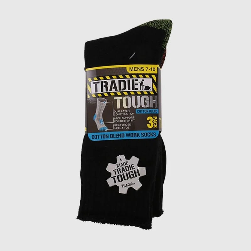 Tradie Mens 3 Pack Cotton Blend Socks