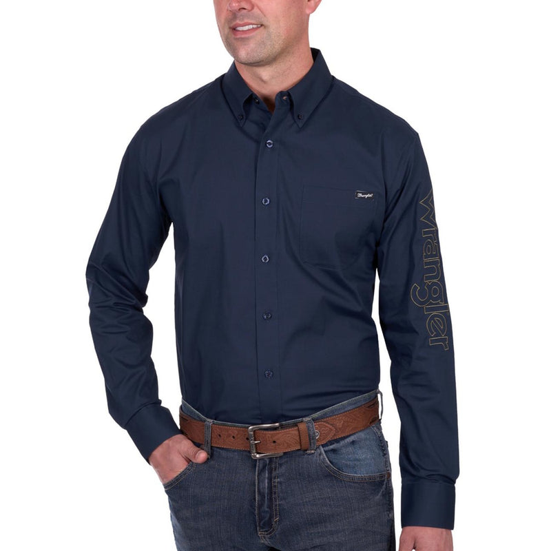 Wrangler® Mens Brad Logo Button Down Long Sleeve Shirt