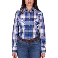 Wrangler® Womens Peyton Check Western Long Sleeve Shirt