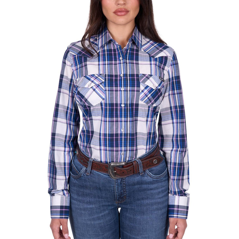 Wrangler® Womens Peyton Check Western Long Sleeve Shirt