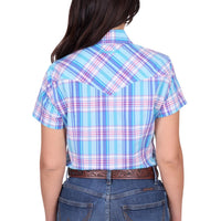 Wrangler® Womens Emily Check Western Short Sleeve Shirt