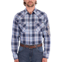 Wrangler® Mens Mario Check Logo Western Long Sleeve Shirt