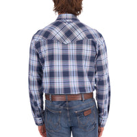 Wrangler® Mens Mario Check Logo Western Long Sleeve Shirt
