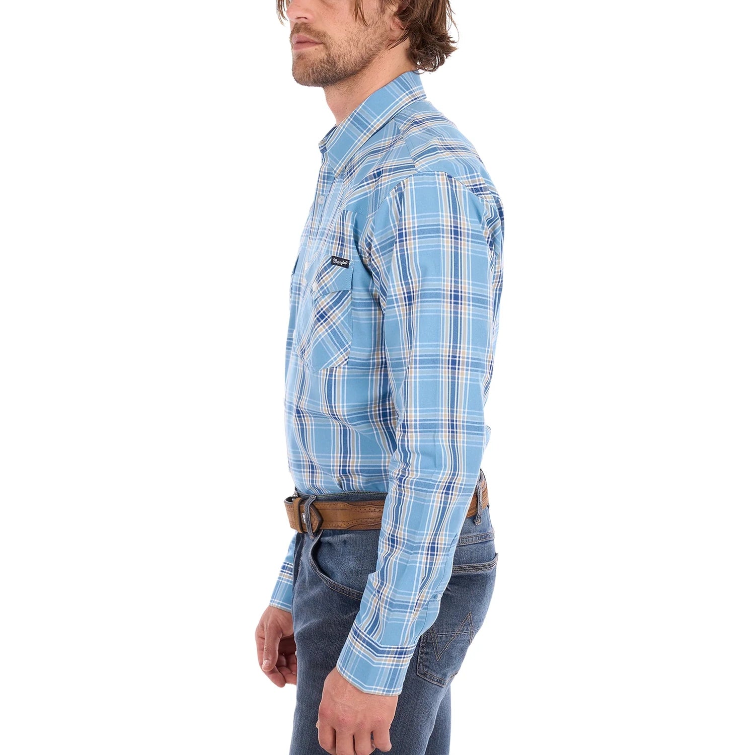 Wrangler® Mens Zak Check Western Button Down Long Sleeve Shirt