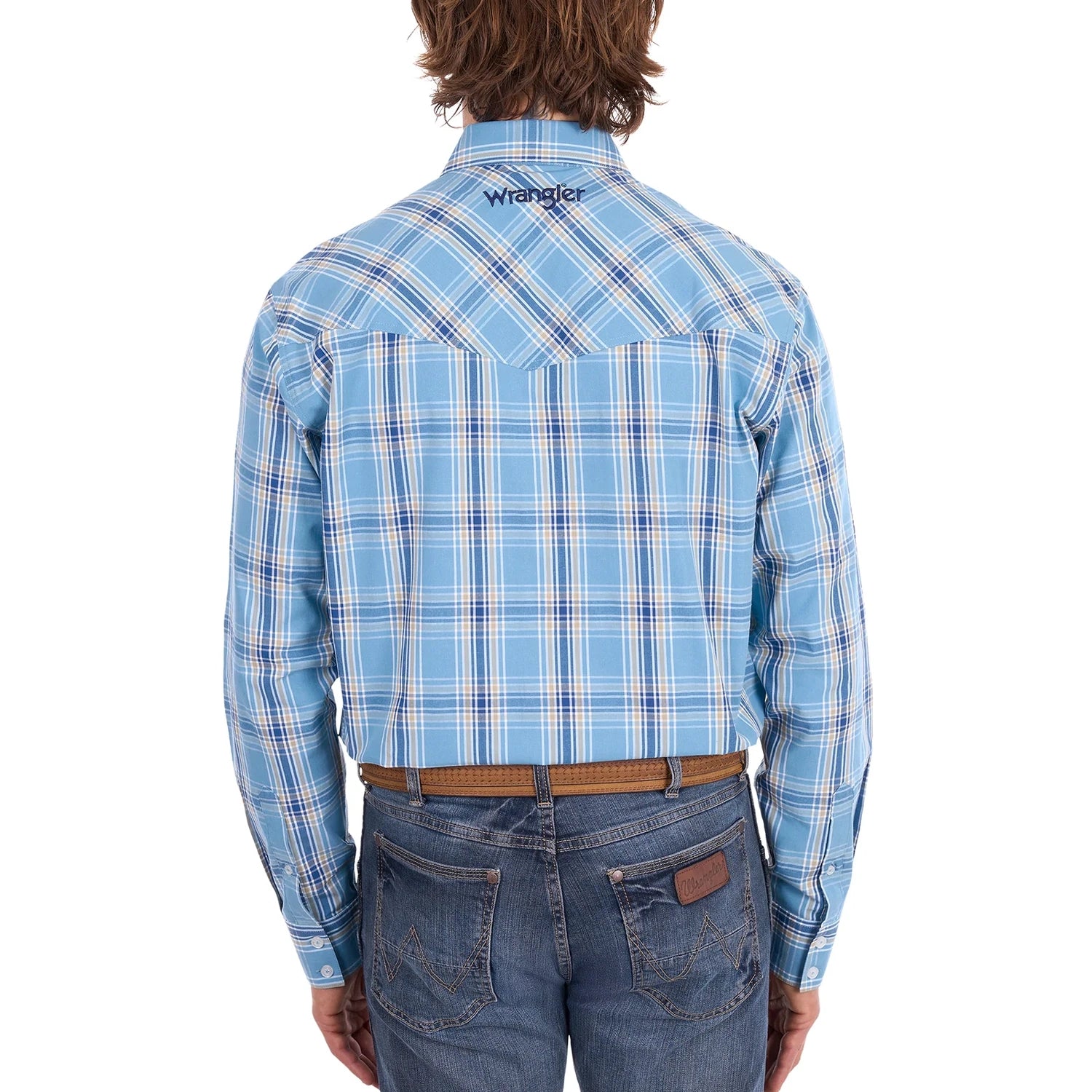 Wrangler® Mens Zak Check Western Button Down Long Sleeve Shirt