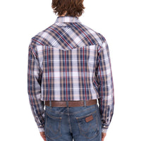 Wrangler® Mens Shaun Check Logo Western Long Sleeve Shirt