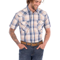 Wrangler® Mens Adrian Check Western Short Sleeve Shirt