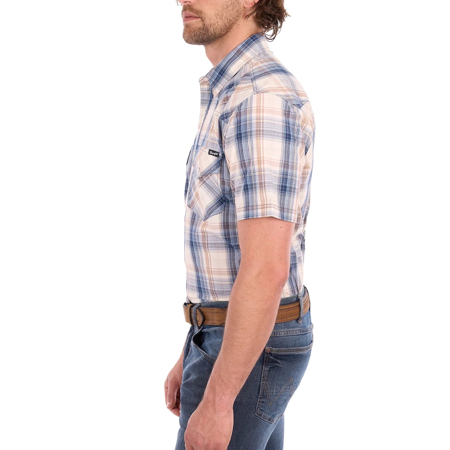 Wrangler® Mens Adrian Check Western Short Sleeve Shirt