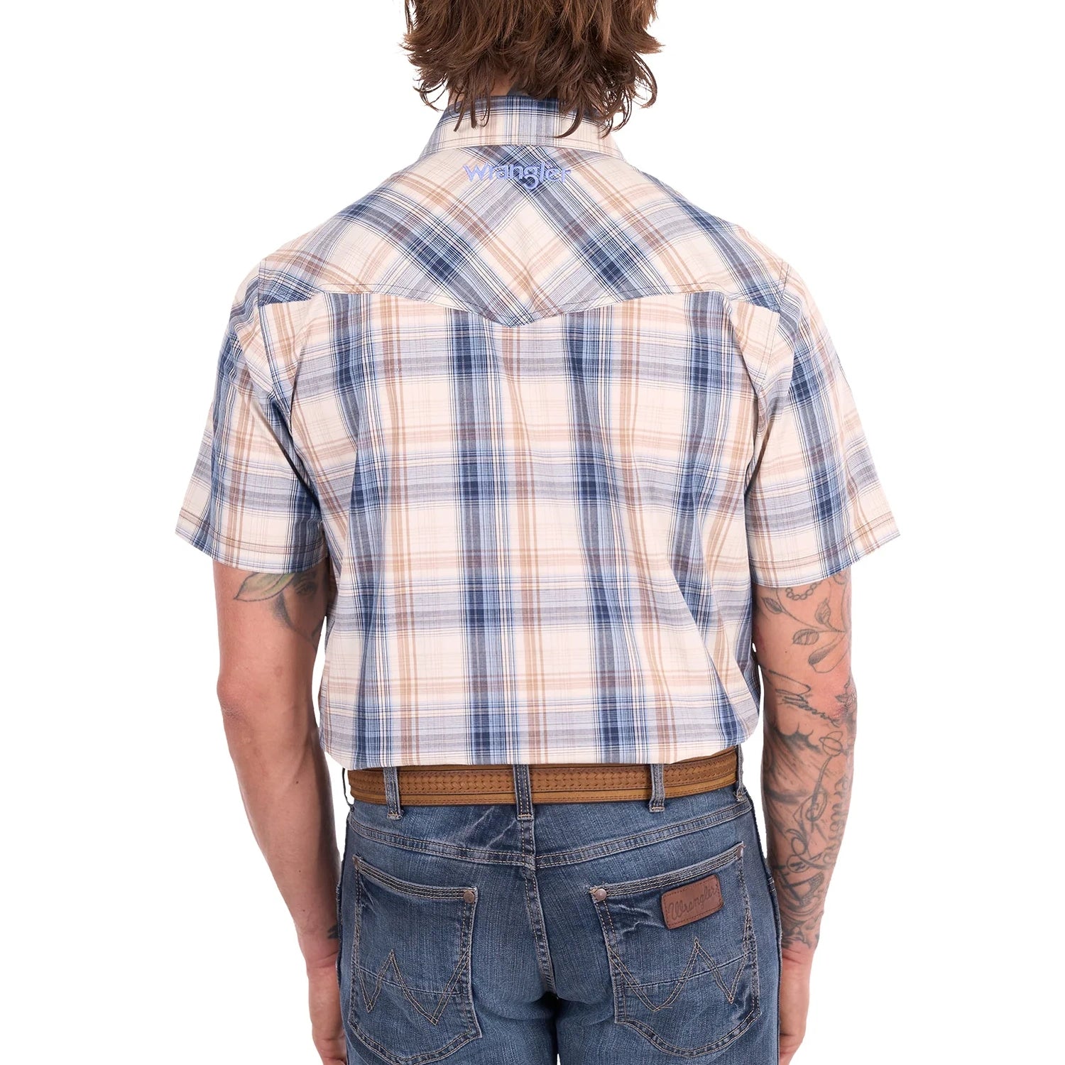 Wrangler® Mens Adrian Check Western Short Sleeve Shirt