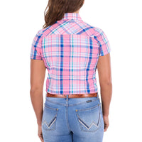 Wrangler® Womens Kiara Check Western Short Sleeve Shirt
