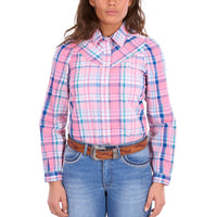 Wrangler® Womens Kiara Check Western Long Sleeve Shirt