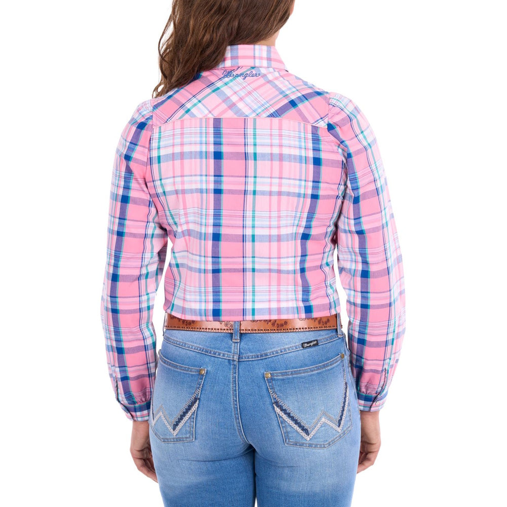 Wrangler® Womens Kiara Check Western Long Sleeve Shirt