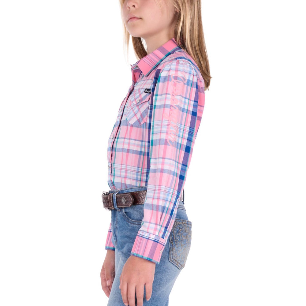 Wrangler® Girls Kiara Logo Long Sleeve Shirt