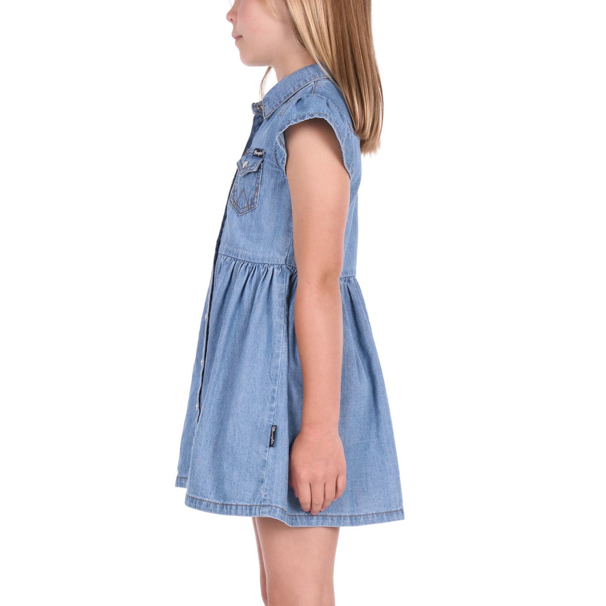 Wrangler® Girls Poppy Short Sleeve Denim Dress