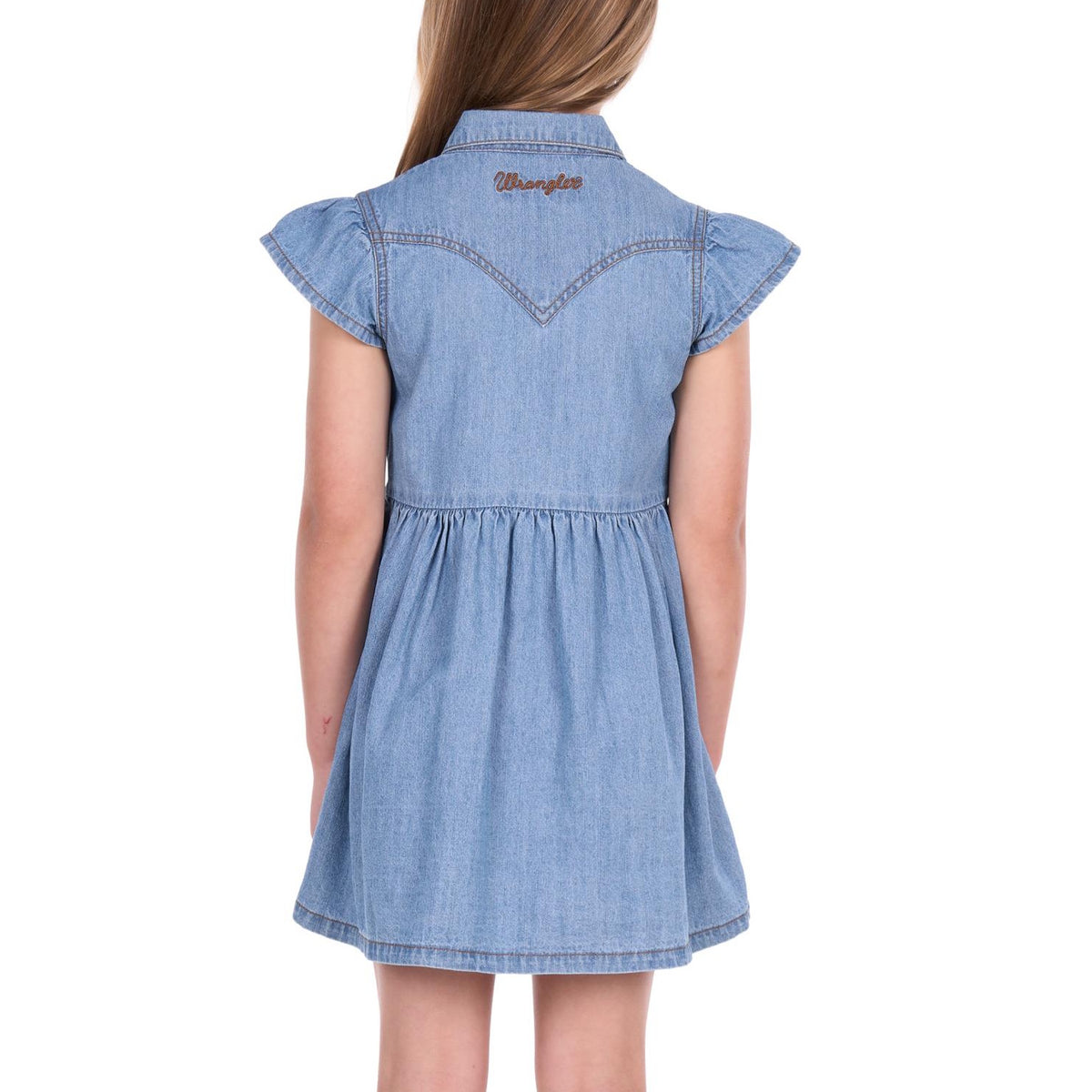 Wrangler® Girls Poppy Short Sleeve Denim Dress