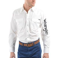 Wrangler® Mens Logo Rodeo Long Sleeve Drill Shirt