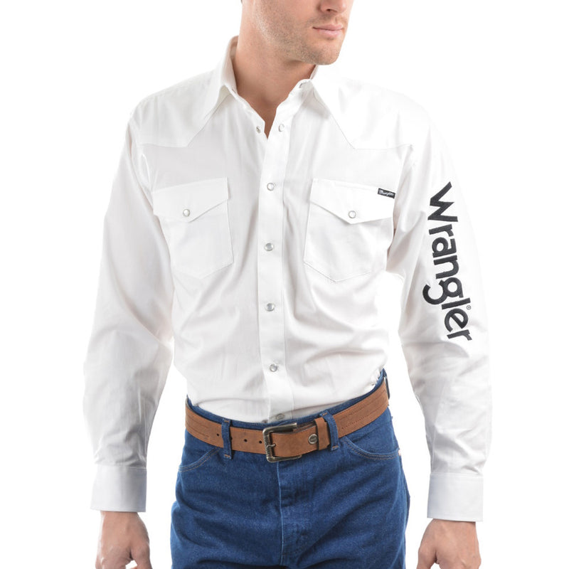 Wrangler® Mens Logo Rodeo Long Sleeve Drill Shirt