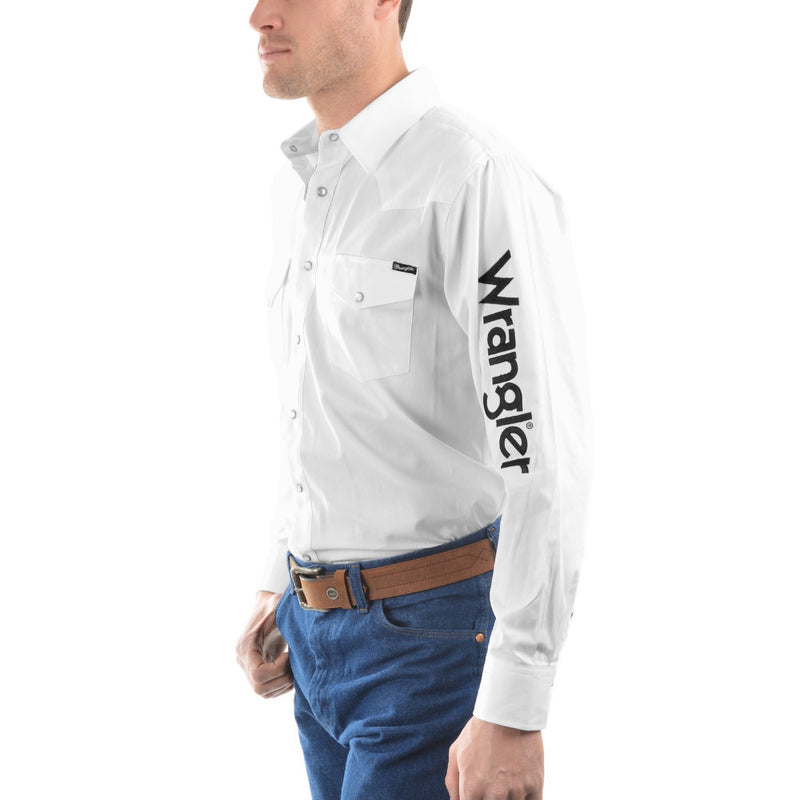 Wrangler® Mens Logo Rodeo Long Sleeve Drill Shirt