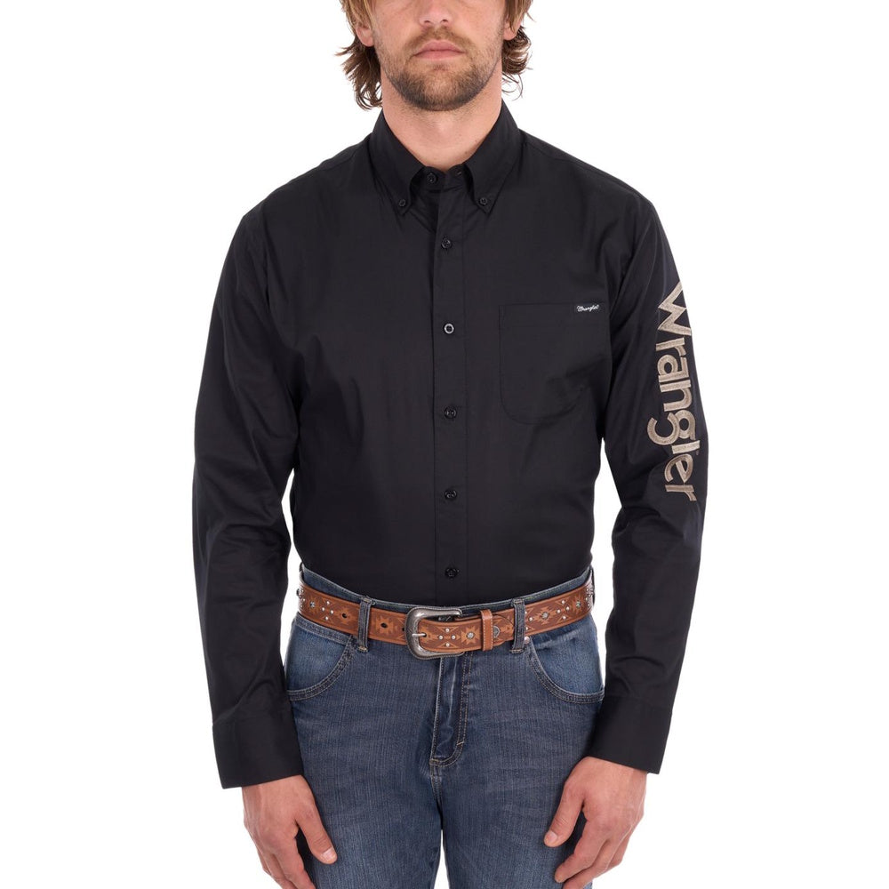 Wrangler® Mens Flex Tech Logo Long Sleeve Shirt