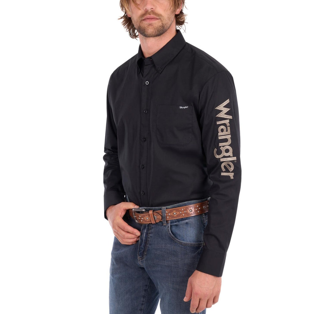 Wrangler® Mens Flex Tech Logo Long Sleeve Shirt