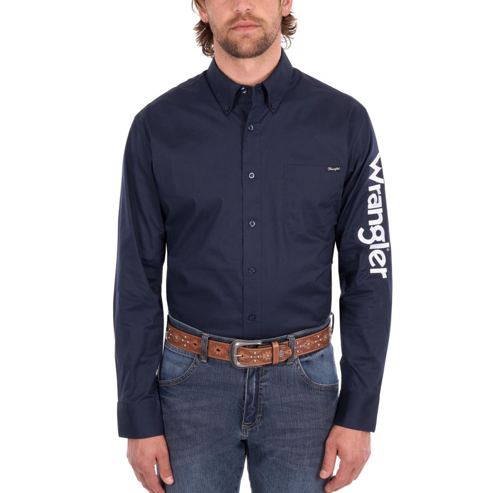 Wrangler® Mens Flex Tech Logo Long Sleeve Shirt
