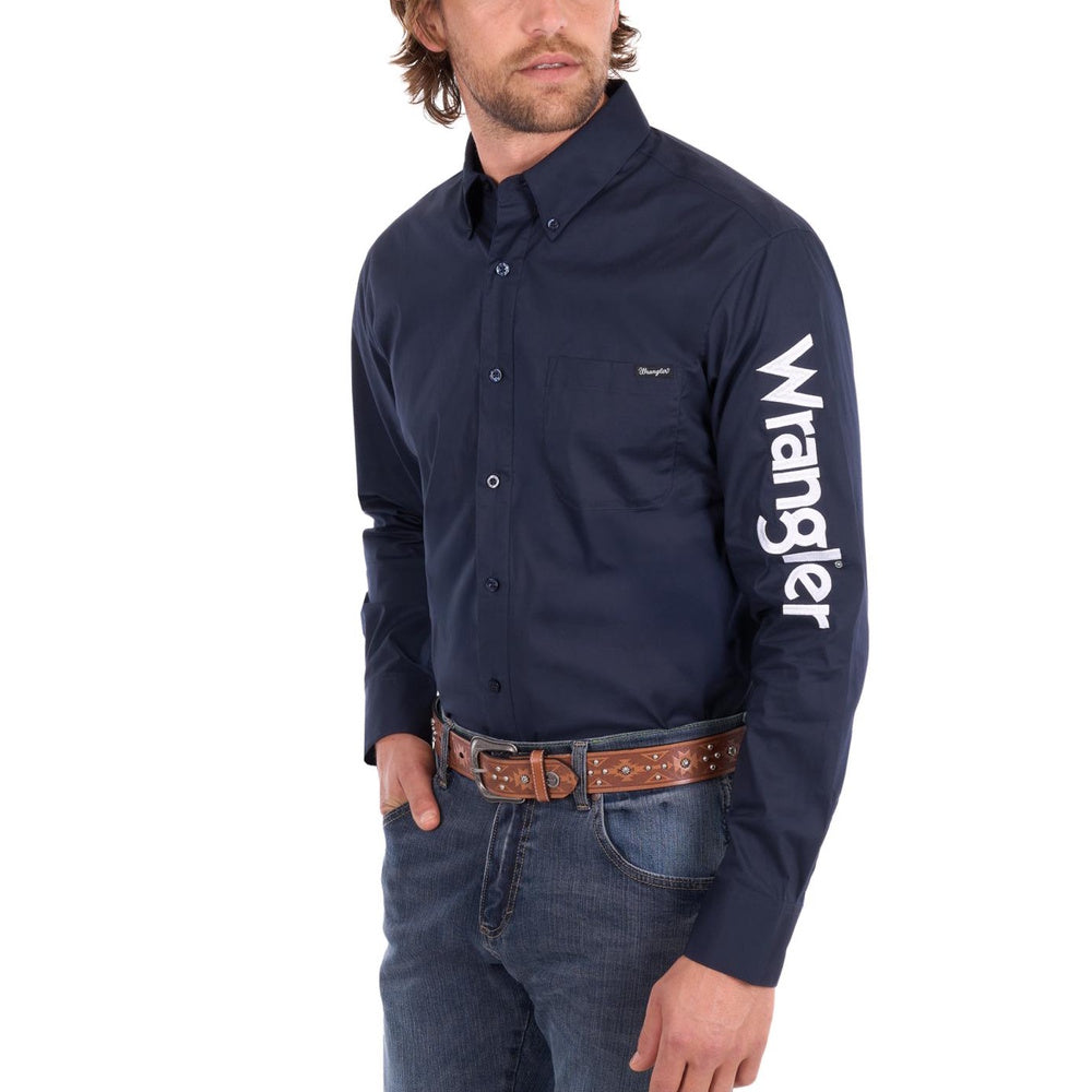 Wrangler® Mens Flex Tech Logo Long Sleeve Shirt