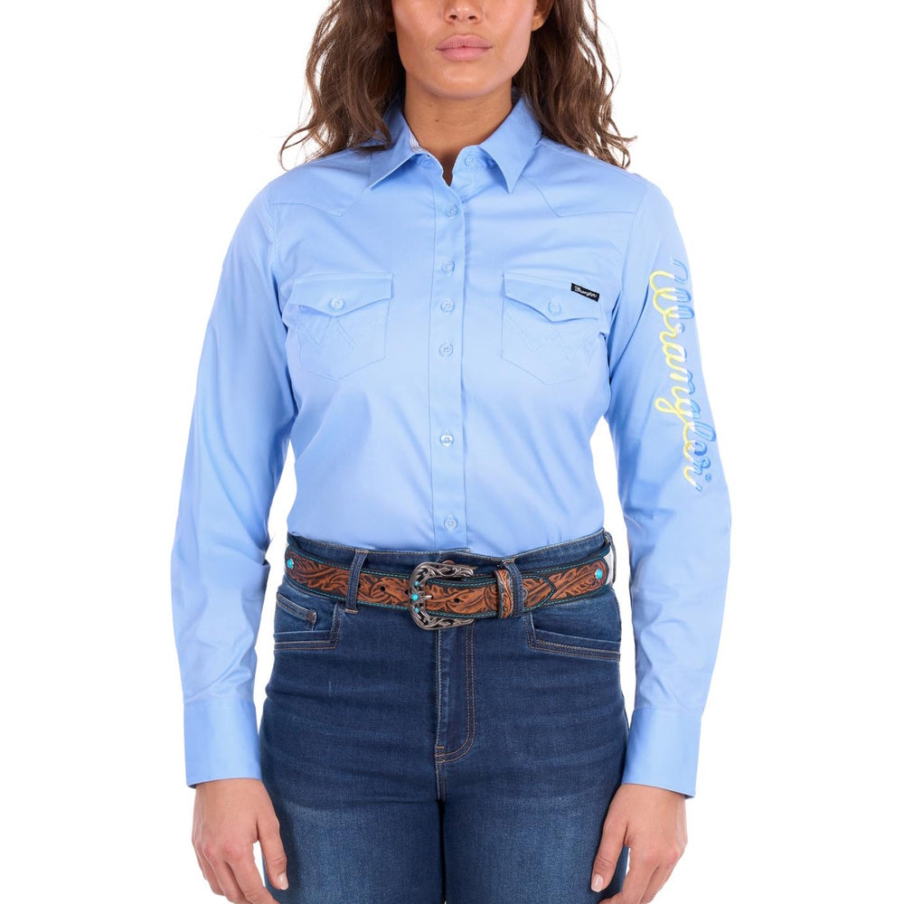 Wrangler® Womens Hazel Logo Western Long Sleeve Shirt