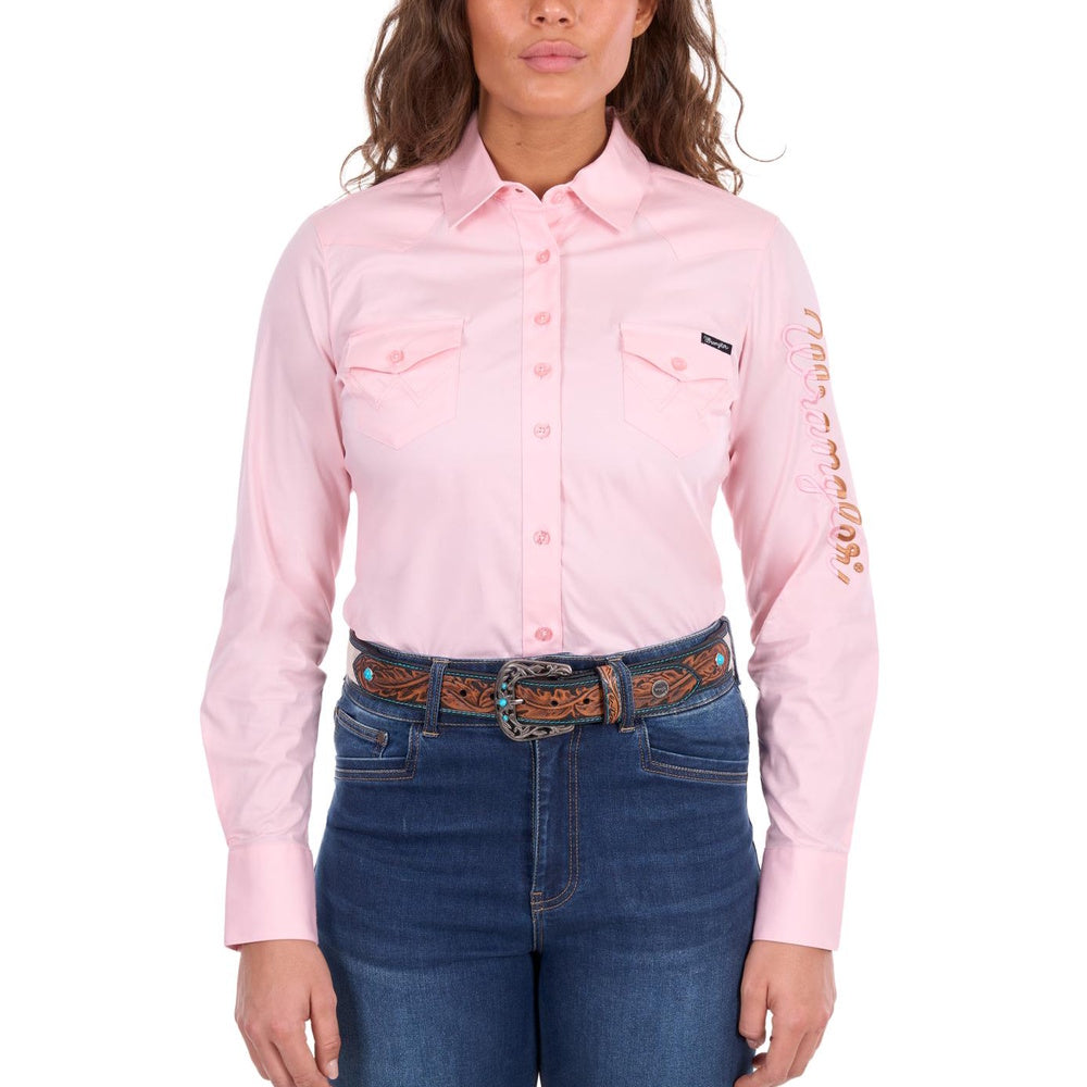 Wrangler® Womens Hazel Logo Western Long Sleeve Shirt