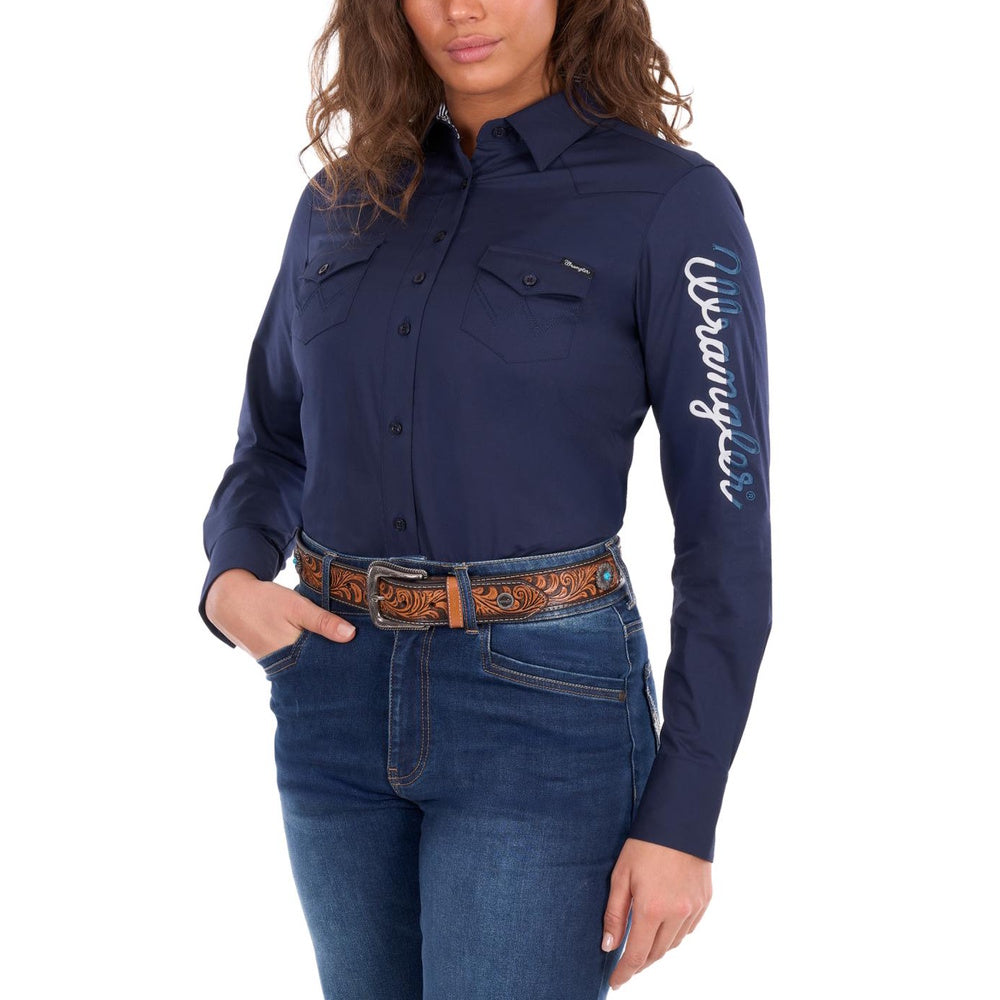 Wrangler® Womens Hazel Logo Western Long Sleeve Shirt