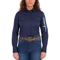 Wrangler® Womens Hazel Logo Western Long Sleeve Shirt