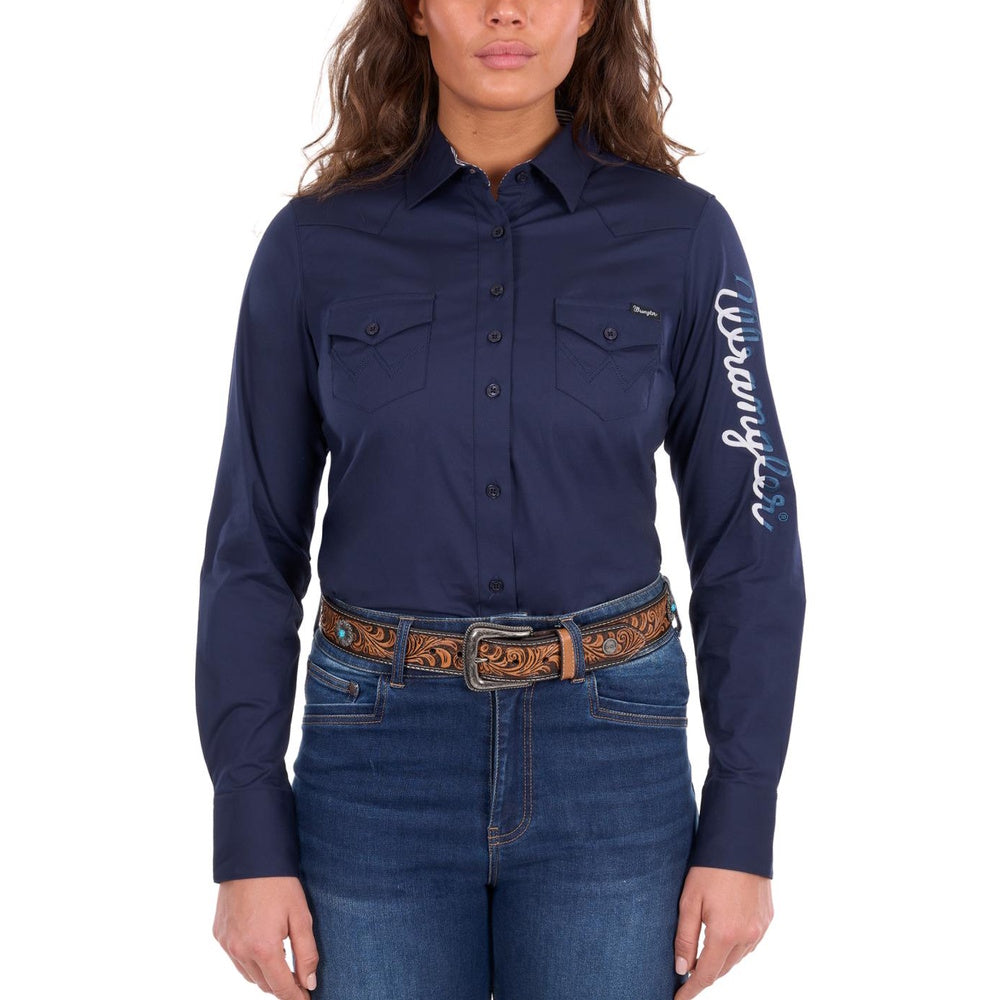 Wrangler® Womens Hazel Logo Western Long Sleeve Shirt