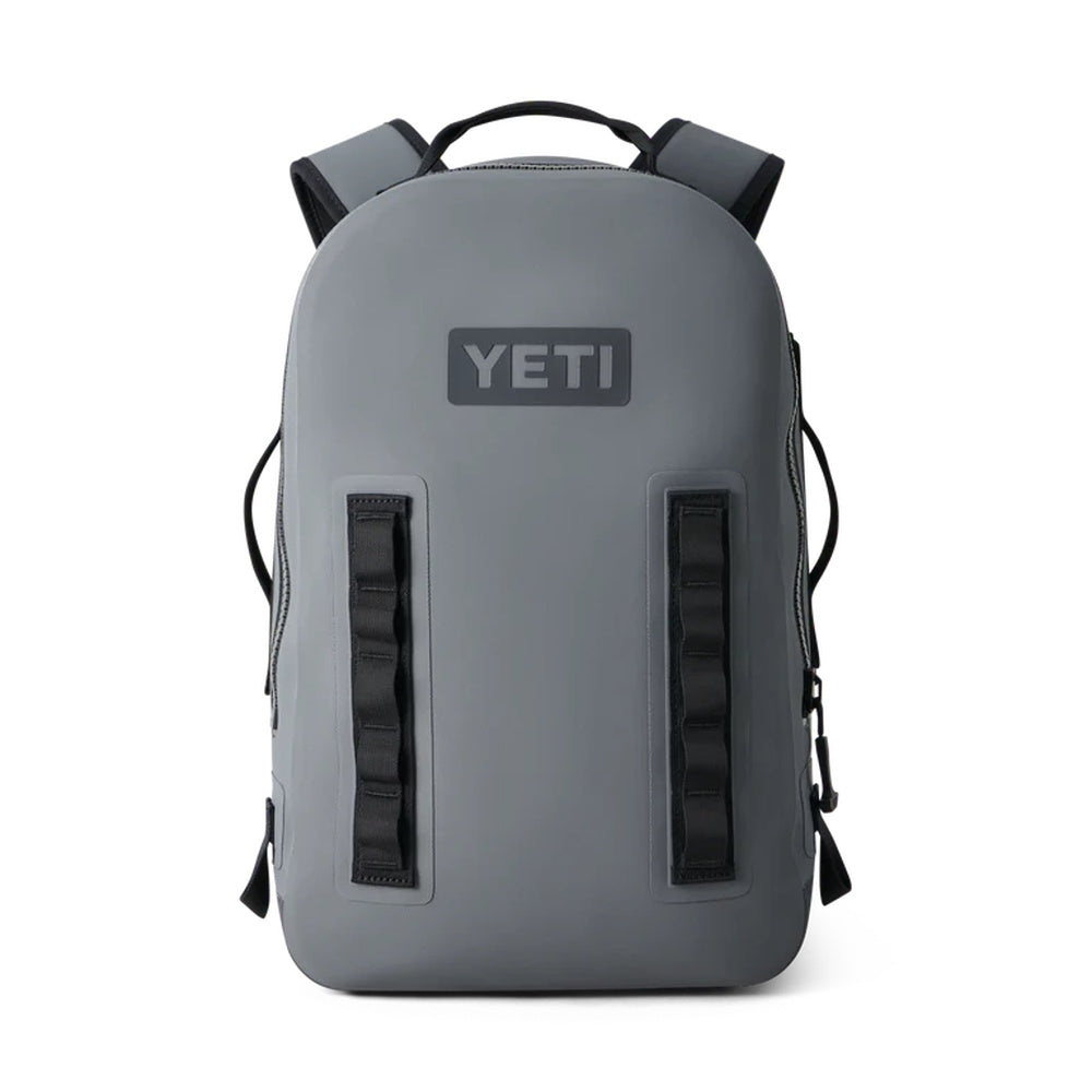 Grey backpack with YETI logo on a white background