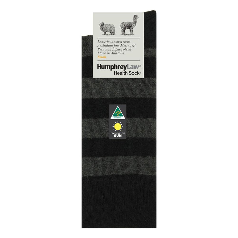 Humphrey Law Baby Alpaca / Merino Stripe Health Socks Black
